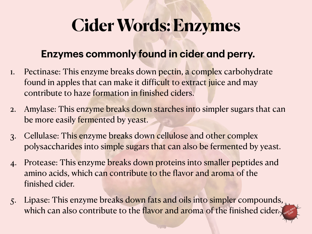 Enzymes commonly found in cider and perry.